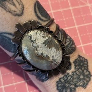 Sterling silver cuff with large agate